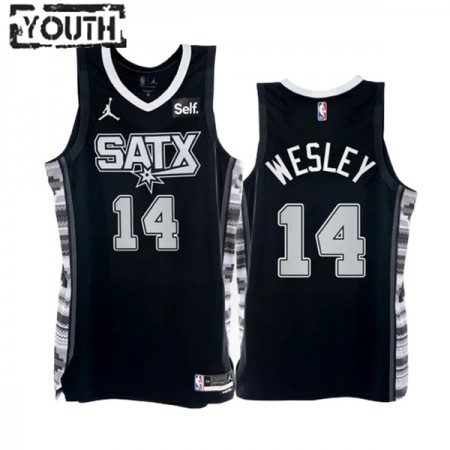 Dres San Antonio Spurs Blake Wesley 14 Jordan 2022-23 Statement Edition Crno Swingman - Dječji